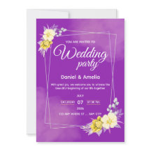 Purple Floral Geometric Wedding Invitation
