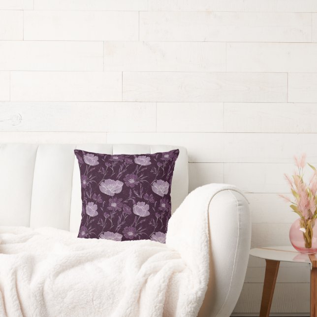 Purple Floral Glitters Pattern  Cushion (Couch)