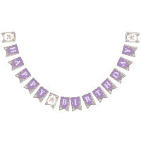 Purple Floral Gold Unicorn Happy Birthday