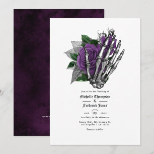 Purple Floral Gothic Wedding QR Code Invitation