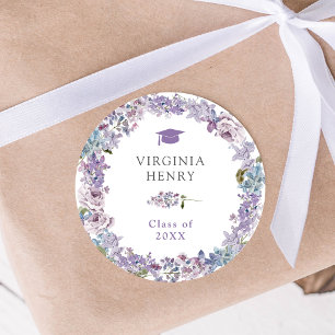 Purple Floral Graduate Sticker