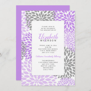 Purple Floral Graduation celebration invitations