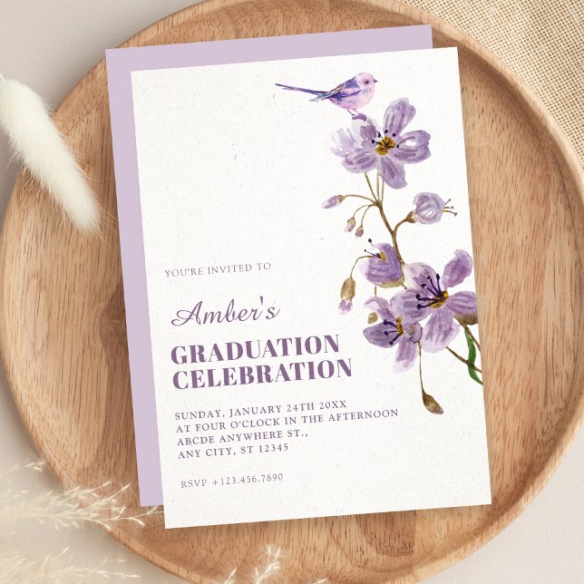 Purple floral graduation invitation (Creator Uploaded)