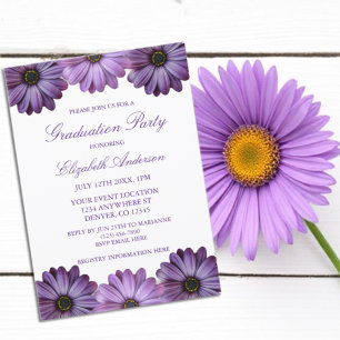 Purple Floral Graduation Party Invitation
