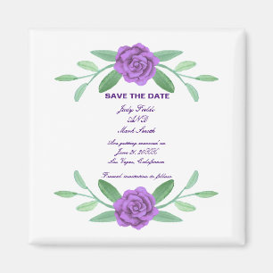 Purple Floral Greenery Foliage Save The Date Magnet