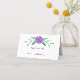 Purple Floral Greenery Foliage Table Place Card