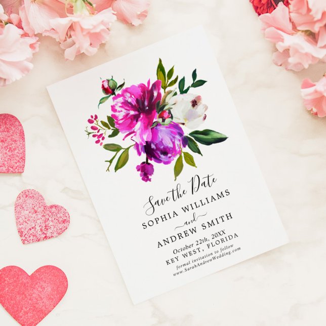 Purple Floral & Greenery Save the Date Invitation (Creator Uploaded)