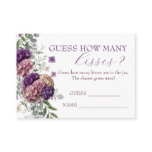 Purple Floral Guess How Many Kisses Game Card
