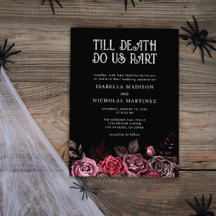 Purple Floral Halloween Gothic Wedding Invitation