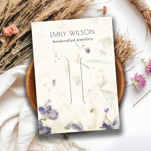 Purple Floral Handmade Paper Texture Hair Clip Business Card (Creator Uploaded)