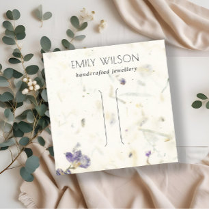 Purple Floral Handmade Paper Texture Hair Clip Square Business Card