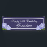 Purple Floral Happy 90th Birthday Grandma Banner<br><div class="desc">What a lovely way to celebrate your grandma. This design features botanical hydrangeas and custom typography on a purple background.</div>