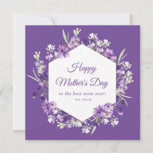 purple floral happy mother's day card