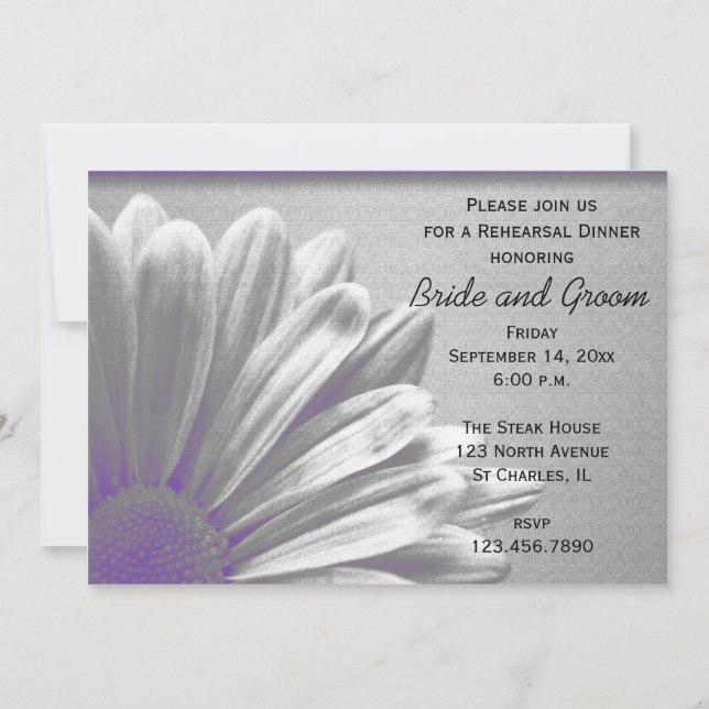 Purple Floral Highlights Wedding Rehearsal Dinner Invitation (Front)