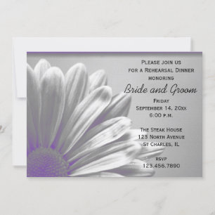 Purple Floral Highlights Wedding Rehearsal Dinner Invitation