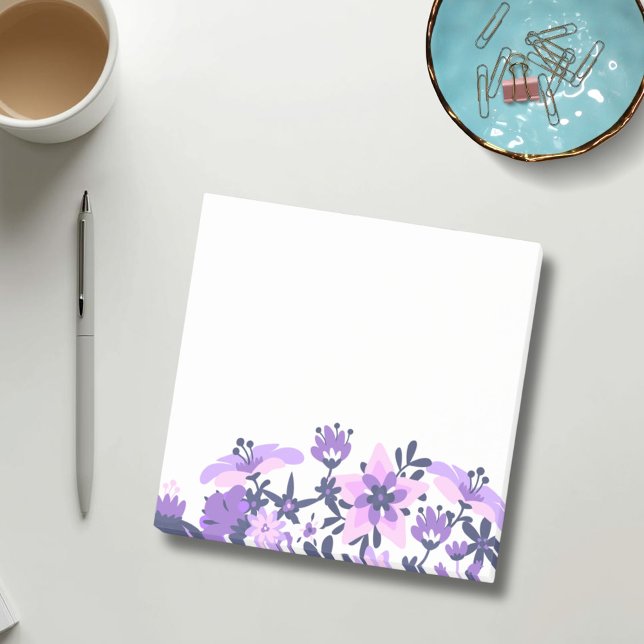 Purple Floral Home and Office Post it Note (Creator Uploaded)
