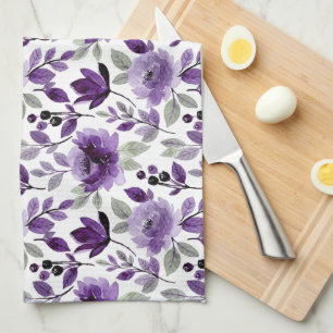 Purple Floral Household Tea Towel