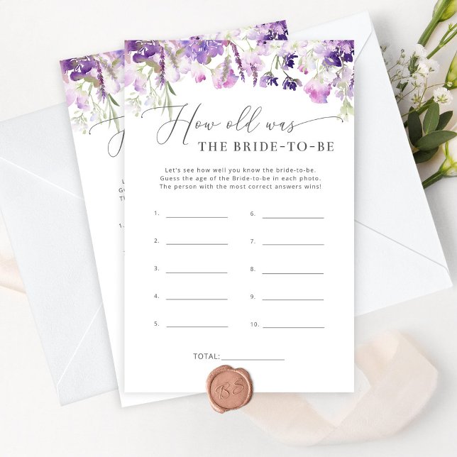 Purple floral How old was the bride to be game (Creator Uploaded)