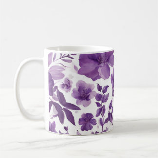 Purple floral image on 11 oz coffee mug