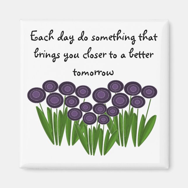 Purple Floral Inspirational Message Magnet (Front)
