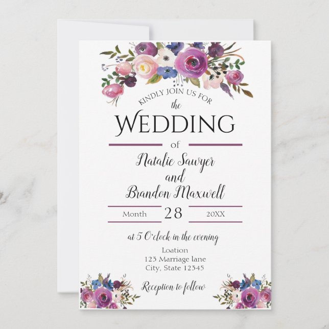 Purple Floral Invitation (Front)
