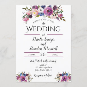 Purple Floral Invitation