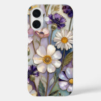 Purple Floral iPhone Case Pastel Flower Pattern