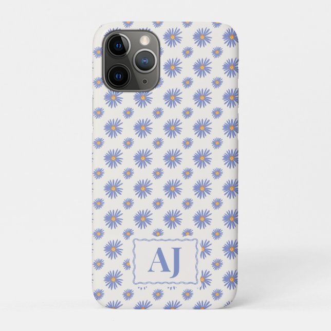 Purple Floral iPhone / iPad case with Initials (Back)