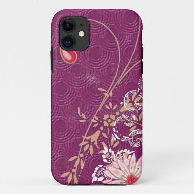 Purple Floral iPhone iPad iPod Razr Case (Back)