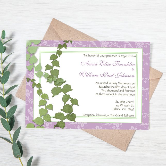 Purple Floral Ivy Wedding Invitation (Purple Floral Ivy Wedding Invitation)