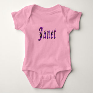 Purple Floral Janet Name,  Baby Bodysuit