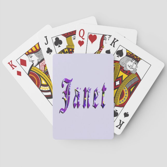 Purple Floral Janet Name,  Playing Cards (Back)