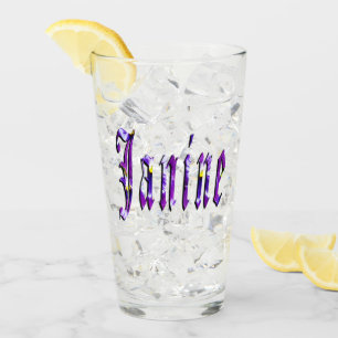 Purple Floral Janine Name, Glass