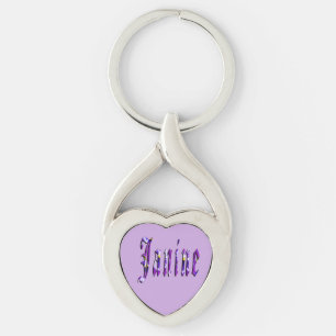 Purple Floral Janine Name, Key Ring