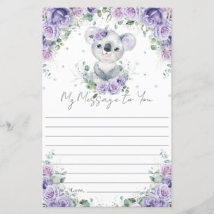 Purple Floral Koala 1st Birthday Capsule Message 