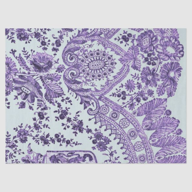 Purple Floral Lace Pattern Tissue Paper (Front)