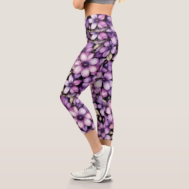 Purple floral leggings (Left)