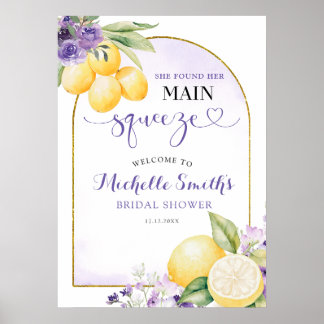 Purple floral Lemonade Bridal shower Welcome Sign