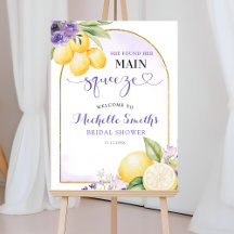 Purple floral Lemonade Bridal shower Welcome Sign