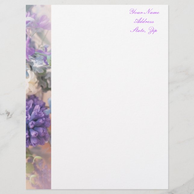 Purple Floral Letterhead Design (Front)