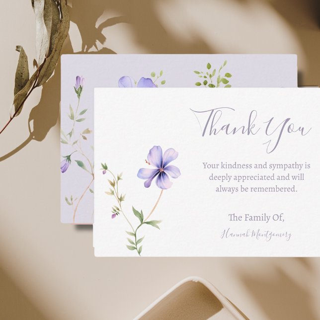 Purple Floral Lily Sympathy Thank You Card (Creator Uploaded)