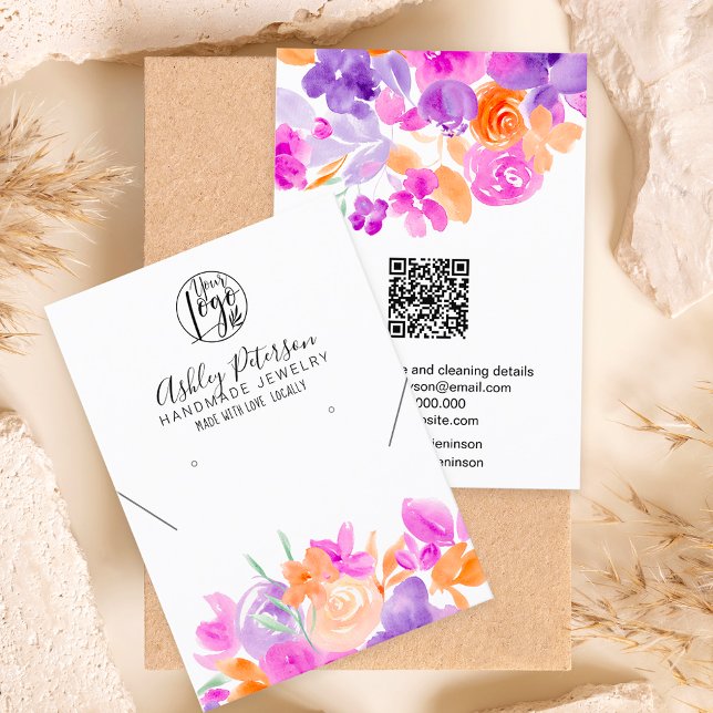 Purple floral logo jewellery earring necklace business card (Creator Uploaded)