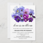 Purple Floral  Love Is In Bloom Bridal Shower  Invitation<br><div class="desc">Purple Floral Love Is In Bloom Bridal Shower Invitation features purple floral arrangement in pastel blue background & a calligraphy text template . A perfect design for bride for theme like spring, floral , garden or botanical .Please click on the personalise button to customise it with your text or name.Kindly...</div>