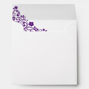 Purple Floral Lovebirds Square Wedding Envelope