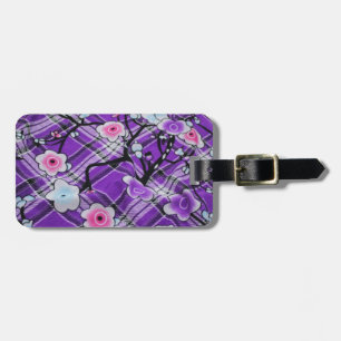 Purple Floral Luggage Tag