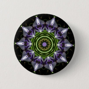 Purple Floral Mandala Kaleidoscope Art 6 Cm Round Badge