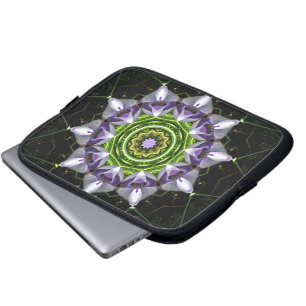 Purple Floral Mandala Kaleidoscope Art Laptop Sleeve