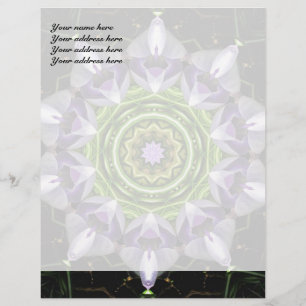 Purple Floral Mandala Kaleidoscope Art Letterhead Template