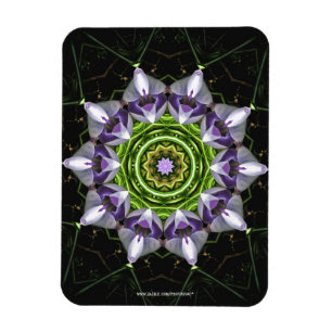 Purple Floral Mandala Kaleidoscope Art Magnet