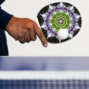 Purple Floral Mandala Kaleidoscope Art Ping Pong Paddle